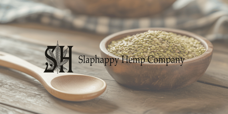 hemp seeds and a wooden spoon